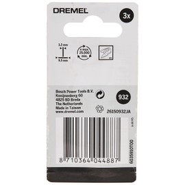 Dremel Dremel 26150932JA Aluminium Oxide Grinding Stones Accessory Set, 3 Cylindrical Grinding Stones for Grinding and Sharpening Metals, Gray, 9.5 mm