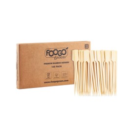 FOOGO Green 150pcs Bamboo Skewers, Small 12cm, FSC® Certified, Sturdy Eco-Friendly Wooden Skewers, Barbecue BBQ skewers, Kebabs Skewers, Fruit Picks, Cocktail Sticks, Camping Party Wedding