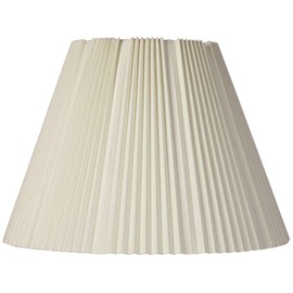 Eggshell Pleated Large Empire Lamp Shade 9" Top x 17" Bottom x 11.75" High x 12.25" Slant (Spider) Replacement with Harp and Finial - Springcrest