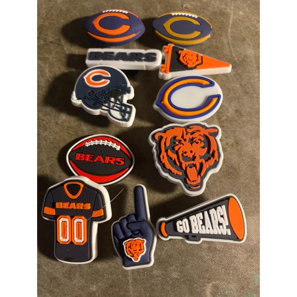 Chicago Bears football team shoe charm 11 pc set button