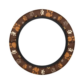 Oramclsy Steering Wheel Cover Golf Cart Accessories Universal 13-14 Inch Small Steering Wheel Cover Men Sweat Absorption Non-Slip Protector(Dog Paw Brown)