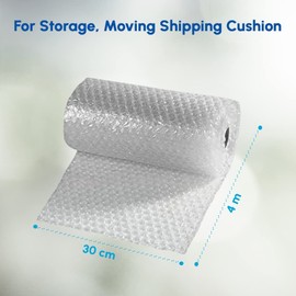 Bubble Wrap | Clear Bubble Cushioning Wrap Roll | Perforated Packing Supplies for For Packing, House Moving, Storage, Tv, Artwork, Greenhouse, Removal & All Fragile Items Wrap (2 X 4M X 300MM)