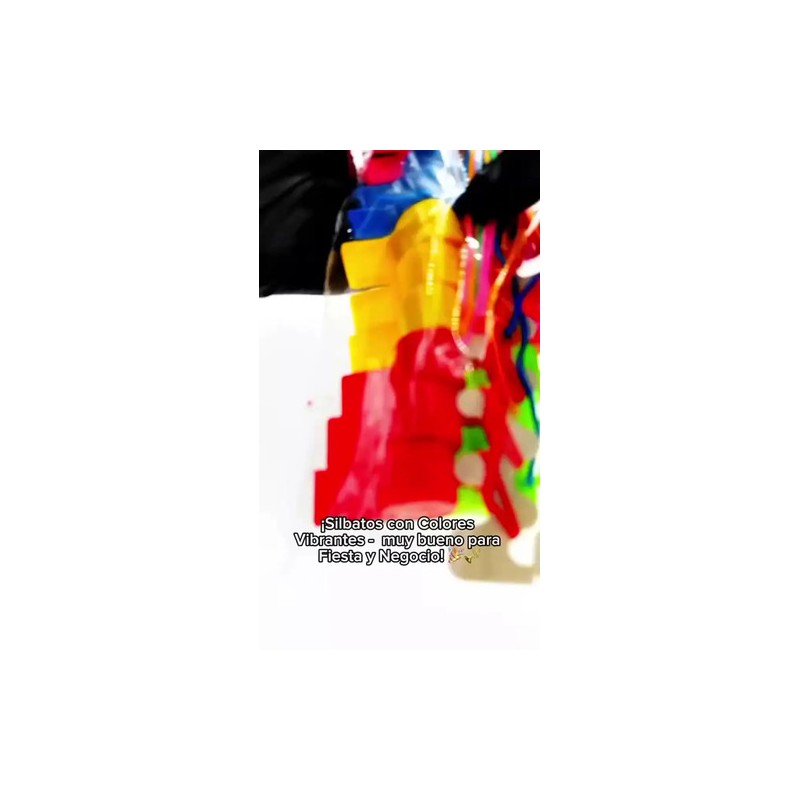 120 Silbatos Plástico con Collar Colores Surtidos para Fiesta y