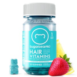 SugarBearPro Hair Vitamin Gummy 14 Day Supply Extra Strength Biotin 6000mcg, Growth for Men & Women, Vegan Vitamin B12, MSM, Inositol, Omega 3, Elderberry, Certified Kosher, Halal, Cruelty-Free