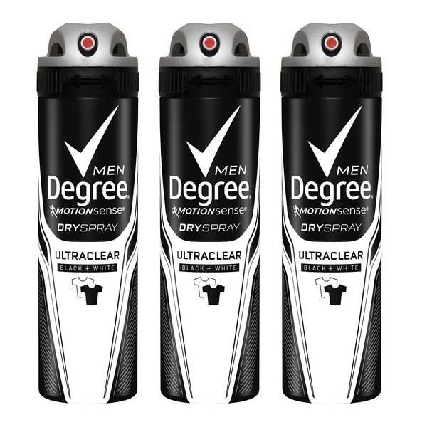 Degree Men Antiperspirant Deodorant Dry Spray UltraClear Black+White 3.8 oz 3 count
