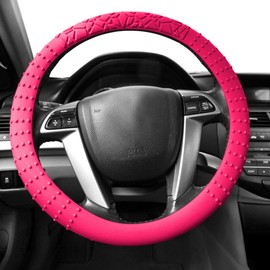 FH Group FH3002MAGENTA Universal Fit Silicone with Nibs and Pattern Massaging Grip Magenta Steering Wheel Cover fits most Cars, SUVs, Trucks, and Vans
