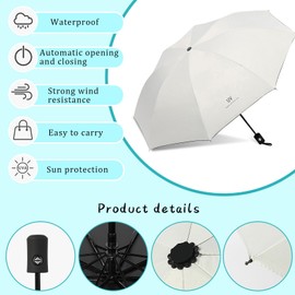 Desuibao Automatic Umbrella, Windproof Travel Umbrella, Retractable Folding Umbrella, Compact Automatic Open and Close Umbrella for Men and Women, Portable, lightblue