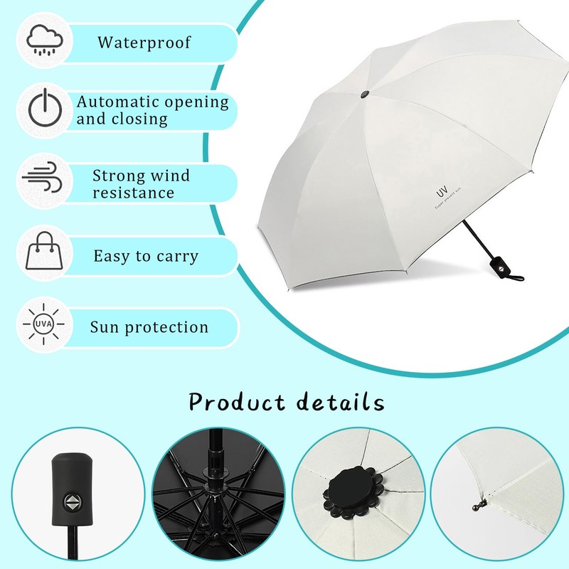 Desuibao Automatic Umbrella, Windproof Travel Umbrella, Retractable Folding Umbrella, Compact