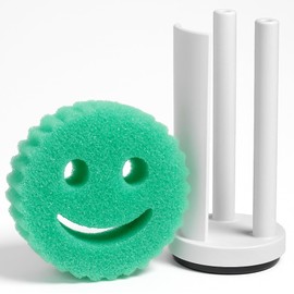 Gevoli Sponge Holder for Smiley Sponges with Suction Base, Countertop/Under Kitchen Sink Organizer (Holds 3 Daddy or Mommy Scrubber Sponges) White
