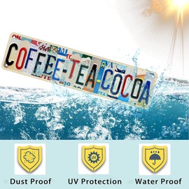Coffee Tea Cocoa Aluminum Metal Sign Rust-Proof Kitchen Wall Art for Cafe, Home, Office Decor 16x4 Inch