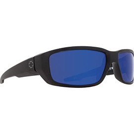 Spy Dirty Mo Sunglasses Soft Matte Black with Happy Dark Blue Spectra Mirror Polarized Lens + Case
