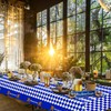 Bavarian Oktoberfest Party Tablecloth Decorations, Plastic Rectangular Blue and White