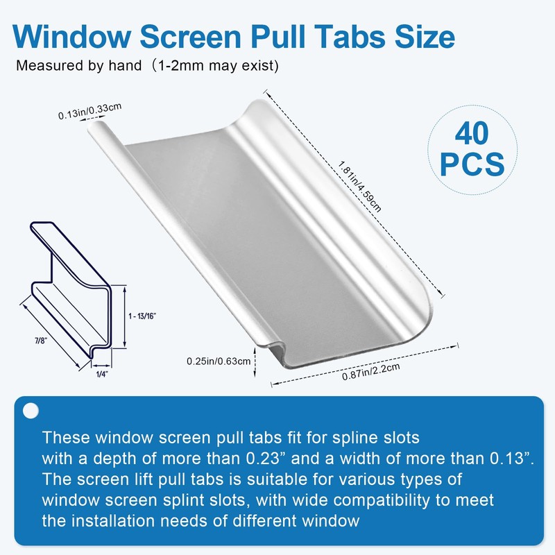 40 Pack Window Screen Pull Tabs, Window Screen Lift Tabs