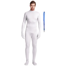 Full Bodysuit With Zipper Helper Unisex Adult Costume Without Hood Spandex Stretch Zentai Unitard Body Suit (X-Large, White)