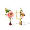 Santuzza Peony Pink Flower Earrings 925 Sterling Silver Garnet Enamel