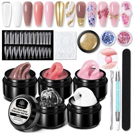 Born Pretty Solid Builder Nail Gel 5 Color Glitter Series Extension Gel Accessories Set Non Stick Hand Scupture Hard Carving Gel Modeling Nail Art Gel Nails Mnicure DIY at Home