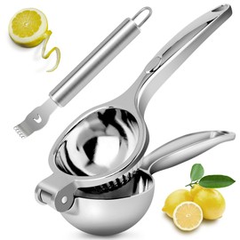 Uaugulft Lemon Squeezer with Lemon Peel, Manual Lemon Squeezer with Soft Handle, Heavy Duty, Squeeze Lemon and Citrus Fruits, Easy to Clean, 8.9 Inch
