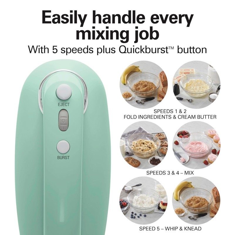Hamilton Beach Vintage-Style 5-Speed Electric Hand Mixer, Powerful 1.3 Amp