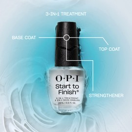 OPI Start to Finish | 3-in-1 Nail Polish Treatment, Base Coat, Top Coat, Nail Strengthener | Vitamin A & E, Vegan Formula | OPI