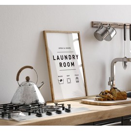 Lithobee - Laundry Room - Printed Wall Art Design in Sizes A2, A3 & A4 Framed in a Stylish Quality Coloured Frame or Unframed (A4 Black Brushed Frame)