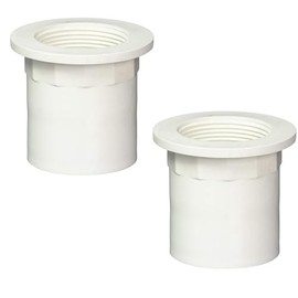 Westbrass 442P-2 1-1/2" NPMS Thread x 2-1/2" Straight Tub Drain Adapter with Slip Inlet, Sch 40 PVC White (2-Pack)
