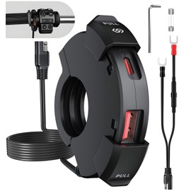 Motorcycle USB Charger, Ultra-Narrow PD30W & Quick Charge 3.0 Motorcycle Phone Charger, Dual Outer Port Waterproof SAE to USB Motorcycle Handlebar Charger for Phone, GPS, DC12-24V