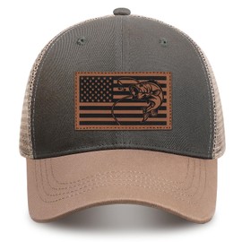IORTY RTTY Mens Fishing Gifts American Flag Hat Mens Fathers Day Christmas Birthday Gifts Trucker Fishing Hat for Dad Grey-Green