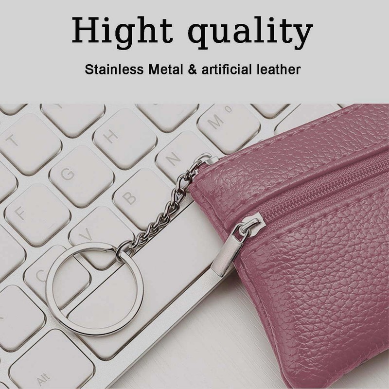Small Coin Purse,Women's Leather Change Wallet,Mini Zipper Pouch,Lightweight Wallet with