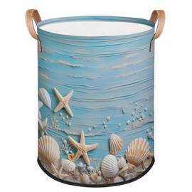Sea Star Shell Laundry Basket for Clothes Books Toys Adult Kids Rotundity Laundry Hampers Bin for Bathroom Kitchen Hotel