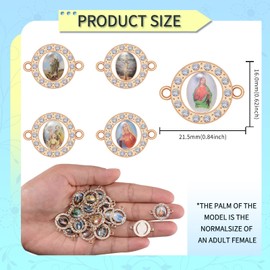 60Pcs Picture Jesus Enamel Virgen De Guadalupe Charms Alloy Rhinestones Our Lady Link Connector Charm Double Loops Pendant for Mexican Bracelet DIY Jewelry Making