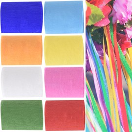 8 Rolls Crepe Paper Streamers in 8 Colors, Wedding Birthday Baby Shower Graduation Colorful Candyland Party Decoration Backdrop, Party Streamers Rainbow DIY Supplies, Colored Living Room Bedroom Decor