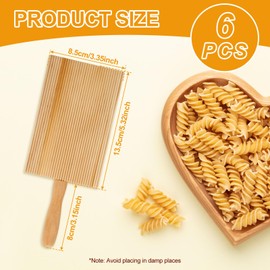 6 Pcs Gnocchi Boards, Wood Pasta Board with 6 Pcs Rollers, Gnocchi Paddle Pasta Making Tools for Home Restaurant Kitchen Pasta Dumplings Macaroni, 8.47x3.35inch