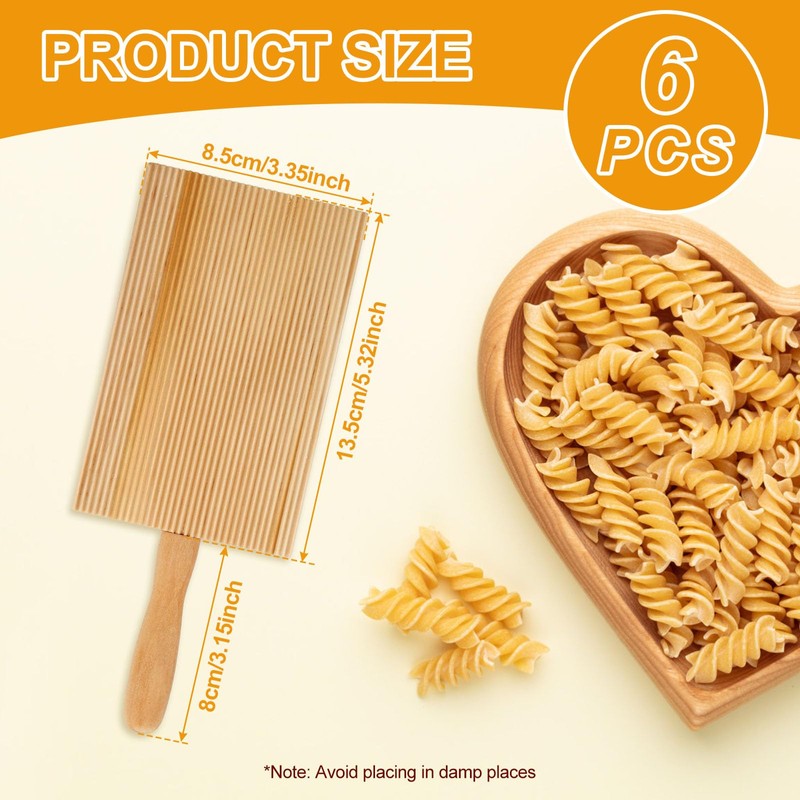 6 Pcs Gnocchi Boards, Wood Pasta Board with 6 Pcs