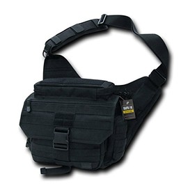 Rapdom Tactical Messenger Bag, Black, 14" W x 12" H x 6.5" D