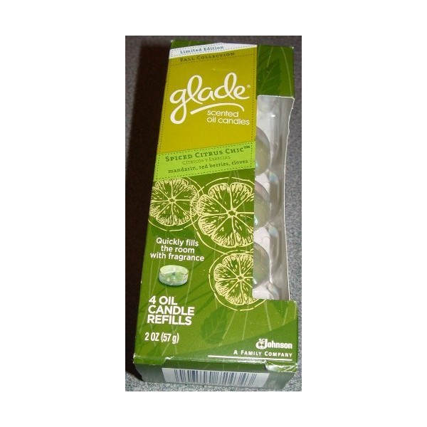 Glade Scented Oil Candle Refills - Spiced Citrus Chic 4 Per Pack (3 Pack)