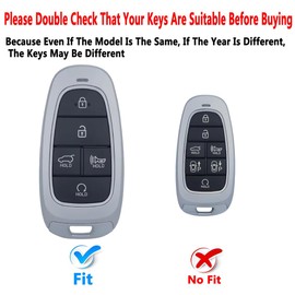 for Hyundai Key Fob Cover with keychian,Heavy Key Case Protection Compatible with 2024 2023 2022 Hyundai Sonata Tucson Santa Cruz (5 Button-Black)