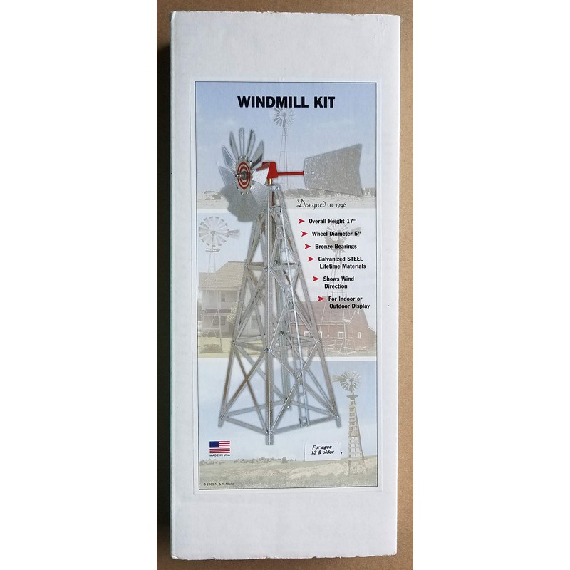 Mini 17 Inch Made in the USA Windmill-galvanized Steel Red