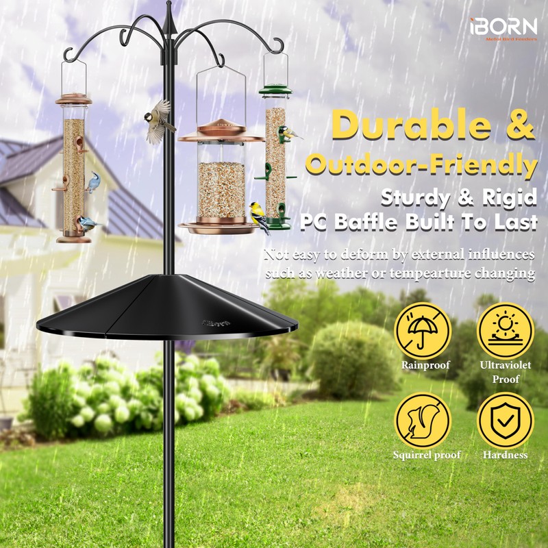 iBorn Squirrel Baffle for Bird Feeder Pole, 19.5” Oversized Squirrel