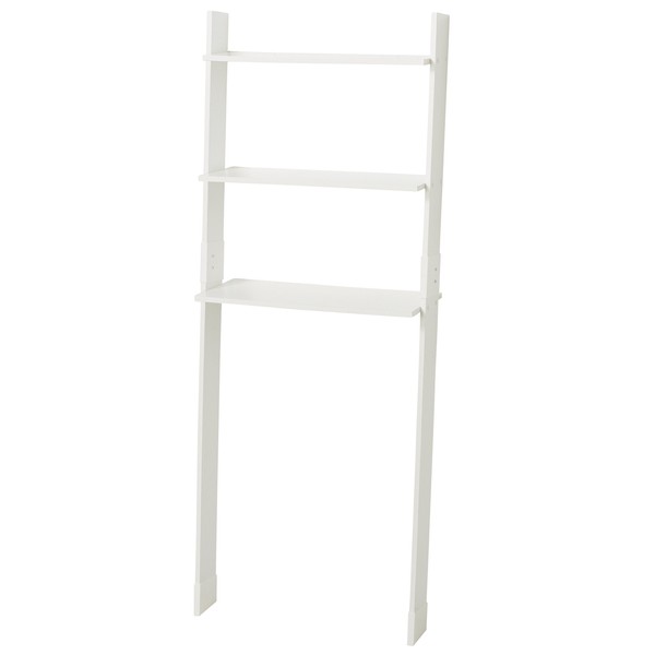 Zenna Home Leaning Wood Ladder-Style Bathroom Spacesaver Storage Shelves, White, 3-Tier