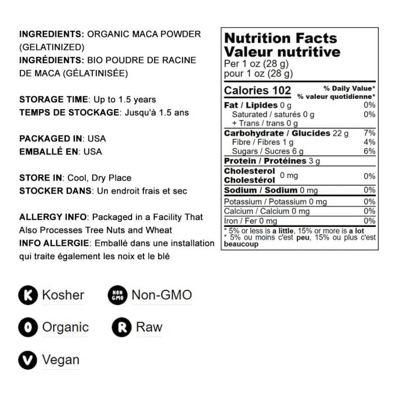Polvo De Maca Orgánica Food To Live 8 Lbs