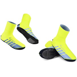 Sportneer Cycling Shoe Covers: Waterproof and Windproof Bike Shoe Cover for Rain - Winter Thermal Warmers Overshoes Bicycle Shoe Cover for Road Bike Mountain Bike, No Zip Closure Design, 2 Pair