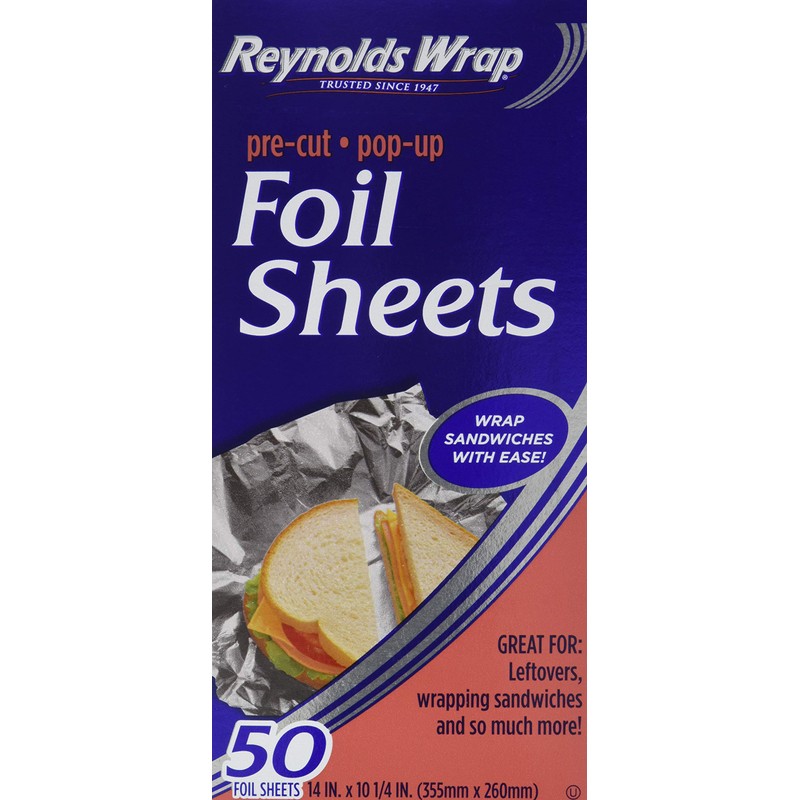 Reynolds Wrappers Aluminum Foil Sheets, 50-Count (Pack of 9)