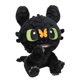 HTTYD Dragon - Black Night Dragon Inspired by Toothless - Cuddly Toy & Stuffed Toy - Various Models & Sizes - Soft Plush Toy for Kids & Fans (Butterfly 18 cm)