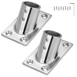 ODYSUNRAL Marine Grade Boat Handrail Base for 7/8" Round Tubing, Sturdy and Versatile, 316 Stainless Steel 60 Degree Rectangle Base Boat Hand Rail Fitting (2-Pack)
