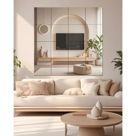 PIUDOC 12" x 14" 16Pcs Full Length Wall Mirror Tiles, Frameless Wall Mounted Mirror Glass Wall Mirror for Home Gym, Door, Bedroom, Living Room