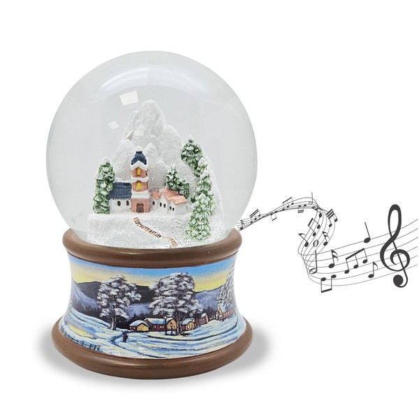 Snow Globe Christmas Music Box | Mountain Village Winter Mountains