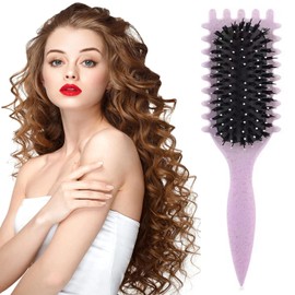 WADY Cepillo para Cabello Rizado Para Mujeres, Cepillo para Rizos, Cepillo Cabello Rizado, Peine para Cabello Rizado, Cepillo 3D para Rizos, Cepillo Definidor de Rizos, peine de pelo liso (Purpura)