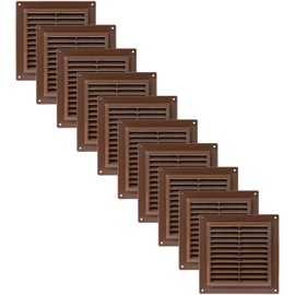 Vent Systems 4" x 4" Inch (Opening Dimensions) Brown - Pack of 10 - Plastic Air Return Grill HVAC Vent Duct Cover 6" x 6" Inch (Overall Dimensions)