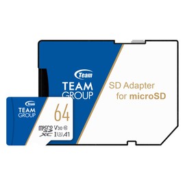Team MicroSDXC Card, 64 GB, High Speed Transfer, UHS-1, U3, V30, A1 Compatible, Switch Operation Verified, 10 Year Limited Warranty in Japan, SD Converter Adapter Included