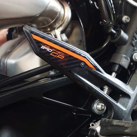 labelbike - 3D Gel Resin Stickers Protections for Heel Pads Footpegs Motorcycles Compatible with KTM 890 Duke GP 2022-2023 Orange